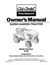 Cub Cadet 2182 Owner's Manual