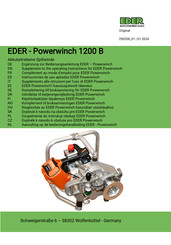 EDER Powerwinch 1200 B Supplement To The Operating Instructions