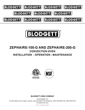 Blodgett ZEPH-100-G Installation Operation & Maintenance