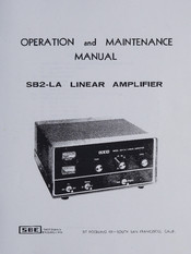SBE SB2-LA Operation And Maintenance Manual