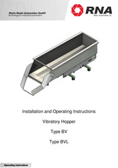 RNA BVL 15 Installation And Operating Instructions Manual