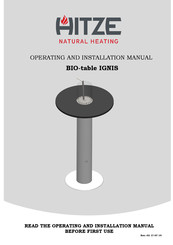 HITZE IGNIS Operating And Installation Manual