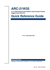 Avalue Technology ARC-21W35 Quick Reference Manual