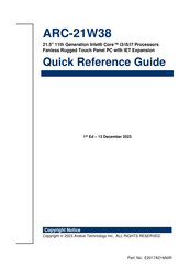Avalue Technology ARC-21W38 Quick Reference Manual