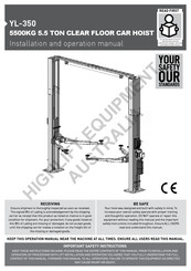 AussieCarHoists YL-350 Installation And Operation Manual
