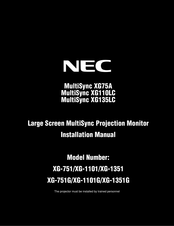 NEC MultiSync XG750A Installation Manual