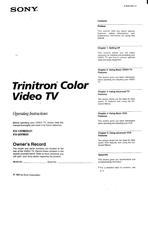 Sony Trinitron KV-20VM20 Operating Instructions Manual