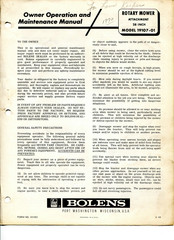Bolens 19107-01 Owner's Operation And Maintenance Manual