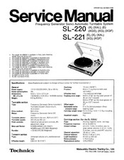 Technics SL-221XAL SL-221E Service Manual
