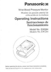 Panasonic EW284 - WRIST BP MONITOR Operating Instructions Manual
