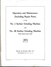 brown & sharpe 2B Operation And Maintenance Manual