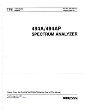 Tektronix 494A Manual