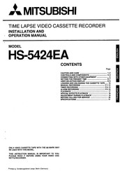 Mitsubishi HS-5424EA Installation And Operation Manual