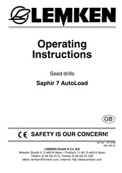 LEMKEN Saphir 7 AutoLoad Operating Instructions Manual