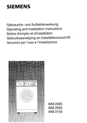 Siemens WM 2095 Operating And Installation Instructions