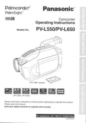 Panasonic Paimcorder PalmSight PV-L550 Operating Instructions Manual