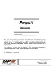 UP Kangri X 25 Operating Manual And Service Instructions