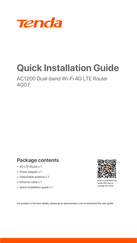 Tenda 4G07 Quick Installation Manual