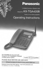 Panasonic KXTGA420B - 2.4 Ghz Cordless Station Unit Operating Instructions Manual