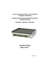 Roller Grill PSR 600 E Instructions For Use And Installation
