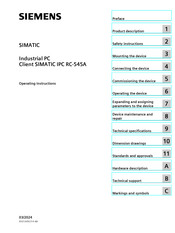 Siemens SIMATIC IPC RC-545A Operating Instructions Manual