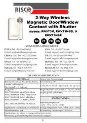 Risco RWX73F86800B Manual
