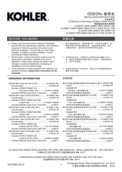 Kohler ODEON K-20983T-W Installation Instructions Manual