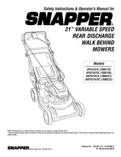 Snapper SPV2167 Operator's Manual