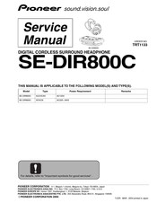 Pioneer SE-DIR800C - Headphones - Binaural Service Manual