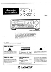 Pioneer SX-121 Operating Instructions Manual