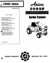Ariens HYDROSTATIC S-12 Owner's Manual