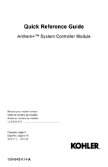 Kohler Anthem+ Quick Reference Manual