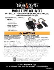 Grand Canyon Gas Logs MODULATING MILLIVOLT Installation And Operation Manual