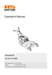 AS MOTOR Allmaher AS 84 4T B&S Operator's Manual