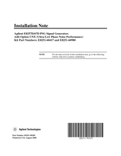 Agilent Technologies E8251-60980 Installation Notes