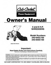 Cub Cadet 243-650C100 Owner's Manual