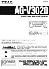 Teac AG-V3020 Owner's Manual