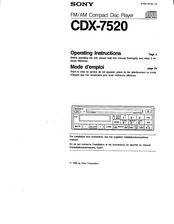 Sony CDX-7520 - Compact Disc Changer Operating Instructions Manual