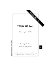 Wavetek TETRA MS Test Operating Instructions Manual