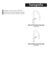 Hans Grohe Talis N 210 O-Style 2jet sBox 72801 1 Series Installation/User Instructions/Warranty