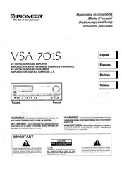 Pioneer VSA-701S Operating Instructions Manual