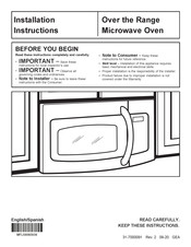 GE JVM3160RF6SS Installation Instructions Manual