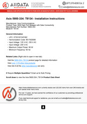 Axis 5900-334 Installation Instructions Manual