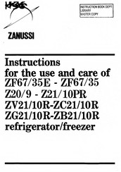 Zanussi Z21/10PR Instructions For The Use And Care