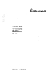 Rohde & Schwarz ESM 500 A-F Operating Manual