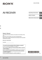 Sony XAV-AX7000 Operating Instructions Manual