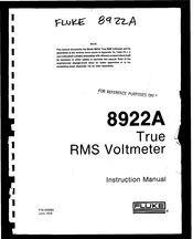 Fluke 8922A Instruction Manual