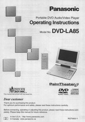 Panasonic PalmTheater DVD-LA85 Operating Instructions Manual