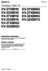 Sony KV-32XBR10 - Trinitron Color Television Operating Instructions Manual