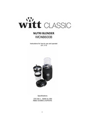 Witt WCNB600B Instructions Manual